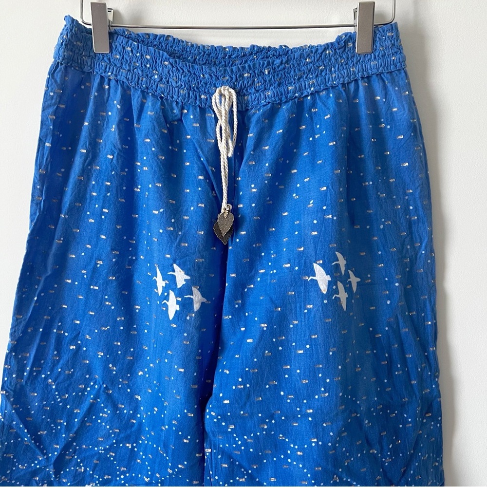 Women's Blue and Green Pajama Pants - Picture 2 of 6